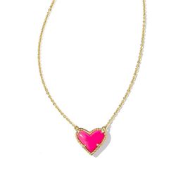 Love Necklace Women KS Peach Heart Natural Stone Pendant Adjustable Collar Chain Colorful Jewelry