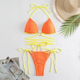 Women's Swimwear Sexy String Orange Bikini 2024 Women Swimsuit Female Micro Bikinis Set Brazilian Beach Wear Bathing Suit Biquini White