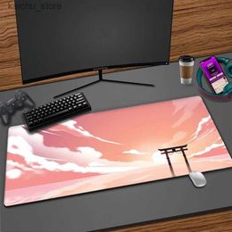 Mouse Pads Wrist Rests Pink Sky Clouds Mouse Pad Gaming Mousepad Gamer Keyboard Large Desk Mat Computer Table Carpet Soft Mausepad Kawaii XXL 100x50cm Y240419