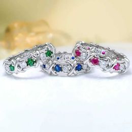 Wedding Rings Fashionable and Luxurious S925 Silver High Carbon Diamond Ring Set Engagement Womens Jewelry Design Unique Jewelry 240419