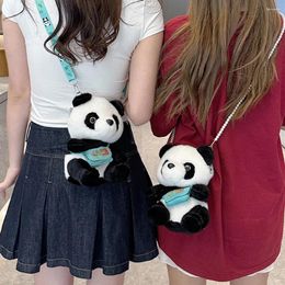 Bag Women Mobile Phone Pouch With Zipper Panda Mini Toy Soft Plush Shoulder Girls Winter Warm