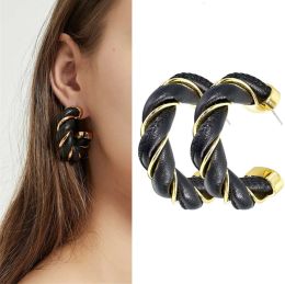Stud Hoop Earrings 2024 Trend For Women Geometric Luxury Brand Stud Creative Statement Christmas Jewelry for Gift New Designer Popular