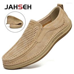 Casual Shoes Men's Genuine Leather Hollow Moccasins High Quality Soft Driving Summer Breathable Sneakers