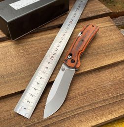 BM 15060 Hunting Pocket Knife Colour wood Handle Outdoor broken glass help tool Multifunction knives5950308