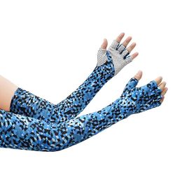 2024 Five-finger Ice Arm Sleeves Sunscreen Breathable Arm Guards Outdoor Sports Cycling Running Cool Silk Arm Sleeves - for outdoor sports