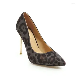 Dress Shoes Oversize Large Size Big Pointed Leopard Single Ladies High Heels Women Woman Pumps