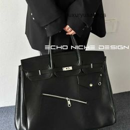 Totes 50CM Bag Leather 7A HandbagFashion Shoulder bag Echo niche design highcapacity platinum bag unisex diagonal cross handbag trendy and c Have Logo WN-UPSU