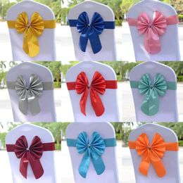 10pcslot PU Sash Elastic Bow Tie Ready Made Chair Sashes Band For Wedding Party el Banquet Event Decorations 240407