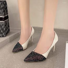 Dress Shoes 2024 Comfortable Women's Single Spring And Autumn Fashion Pointy Shallow Mouth Sequin Temperament High Heels Women