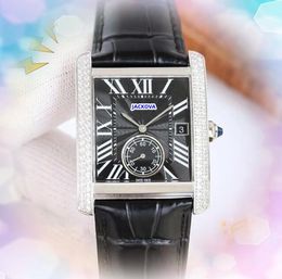 President Military Men Watches Shiny Starry Two Line Diamonds Ring Clock Quartz All the Crime Super Time Square Face Roman Tank Series One Eye Designer Watch Gifts