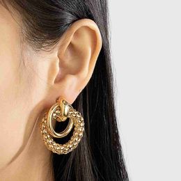 Other New Punk Vintage Clip on Earrings Gold Colour Geometric Non Pierced Earrings for Women Fashion Jewellery Gifts 240419