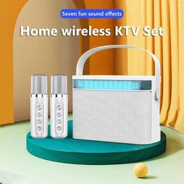 Microphones Dual Wireless Karaoke Machine Portable Bluetooth PA Speaker System Stereo Bass Singing Equipment For Home Party