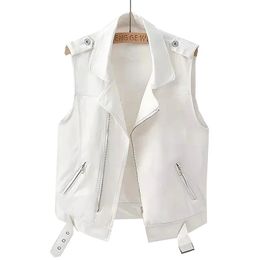 Womens Denim Tank Top Jacket Fashion Spring Summer Zipper White Sleeveless Tank Tops Female Jeans Tank Coat240416