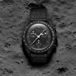 Planeta Biocerâmico Multicolor Lua Men's Watch de quartzo Totalmente Funcional Cronograph Mercury Mission 42mm Nylon Luxury Watch Edition Limited Master Watch