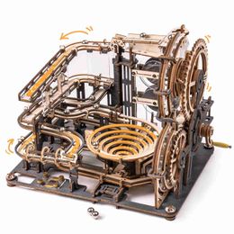 3D Puzzles Robotime ROKR Marble Night City 3D Wooden Puzzle Games Assembly Waterwheel Model Toys for Children Kids Birthday Gift 240419