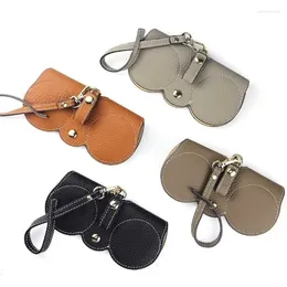 Storage Bags Litchi Embossed Glasses Cover Cute Hanging PU Leather Sunglasses Reading Bag Portable Travel Eyewear Holder