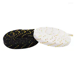 Shoe Parts Coolstring 7MM Black White Flatlace With Golden Metallic Yarn Strip Canvas Leisure Street Walk Casual Sport Style Polyester Tape
