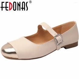 Casual Shoes FEDONAS Brand Women Cow Leather Flats Woman Mary Jane Classic Comfort Party Wedding
