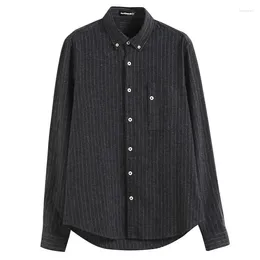 Men's Dress Shirts Spring And Autumn Long Sleeve Casual Lapel Stripe Shirt Fashion Large Slim Cotton