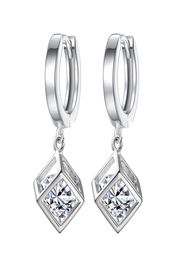 OMHXZJ Whole Jewellery fashion star for Woman gift 925 Love Window Sugar Cube Sterling Silver buckle Hoop Earrings YS1839196042