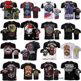 Men's T-Shirts Thai Shirt Men Women Tns Muay Thai Boxing T Shirt Fast Dry Jiujitsu MMA Rash Guard Martial Arts Kickboxing Training Top Jersey T240419