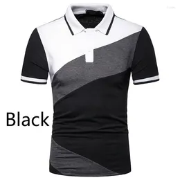 Men's Polos 2024 Summer Casual Fashion All-match Polo Shirt Stitching Solid Color Lapel Short-sleeved