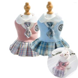 Dog Apparel College Style Dress For Small Dogs Plaid Skirt Pet Clothes Puppy Girl Breathable Sweatshirt Cat Outfits Spring