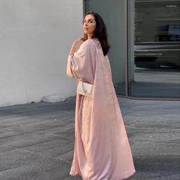 Ethnic Clothing Muslim Fashion Dubai Women Shiny Satin Open Kimono Abaya Saudi Moroccan Kaftan Modest Elegant Party Turkish Arab Robe