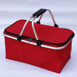 Bags 32l Folding Picnic Camping Lunch Bags Insulated Cooler Bag Cool Hamper Storage Basket Bag Box Outdoor Portable Picnic Basket