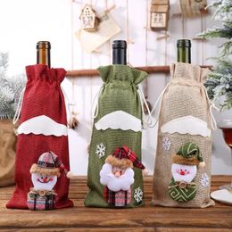 Christmas Decorations Wine Bottle Set Bag Linen Champagne Table Decoration