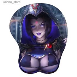 Mouse Pads Wrist Rests Raven Anime 3D Mouse Pad Wrist Rest Desk MousePad Mat Gamer Accessory Y240419