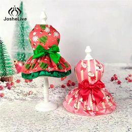 Dog Apparel High Quality Cat Christmas Pet Costume Festive Holiday Clothing Clothes With Bow Elegant Pattern Dress