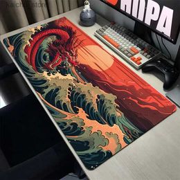 Mouse Pads Wrist Rests Computer Gaming Mouse Pad Xxl Mouse Pad Anime Dragon Desk Pad Large Gaming Mat Bottom Non-Slip Rubber Stitched Edges Y240419