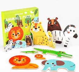 3D Puzzles Yeahbo 6 in 1 Animals Jigsaw Floor Puzzle Preschool Kids Game Wooden Educational Gift for 3 4 5 Year Old 240419