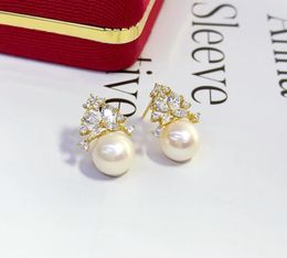 Stud Earrings JY Pure 925 Sterling Silver Round 8-9mm Fresh Water White Pearls Studs Women Fine Pearl Clasps