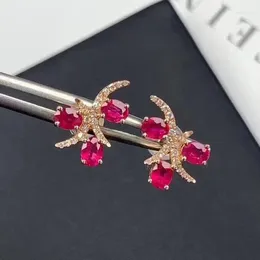 Stud Earrings The Anniversary Gift Ruby Earring Gemstone Jewellery 925 Sterling Silver For Women Party Ring