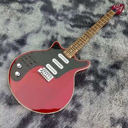 Left-handed Customization Special Vintage Red 6-string Electric Guitar Pickup Truck and Black Switch