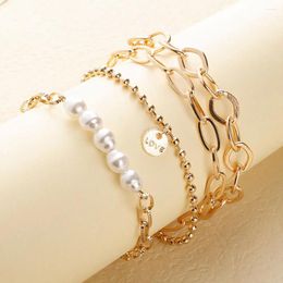 Charm Bracelets Women Alloy Thick Chain Multi Layer Bracelet Female Bohemian Geometric Gold For Girl Party Gift Jewelry Accessiories