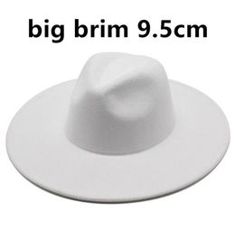 Simple British Style winter wool flet solid Classic fedoras cap men women panama jazz hat 95CM Wide Brim Big Fedora7697727