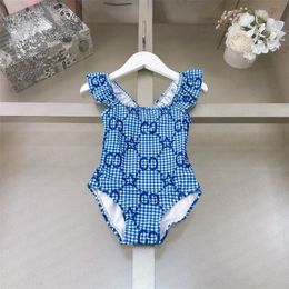 Kids Girls Vintage Floral Swimwear One Peice 1 Shoulder Swims Fashion Designer Baby Girl Beach Bikini Swimming Classic Letter Bikinis Childrens Brand Swim