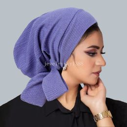 New Turban Pre-Tied Hat Women Muslim Hijab Stretch Bonnet Beanies Chemo Cap Hair Loss Headscarf Bandanas Headband Turbante Mujer