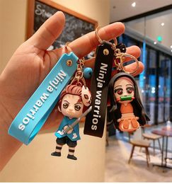 Cartoon Keychain Anime Demon Silicone Kimetsu No Yaiba Lanyard Women Bag Keyholder Mini Doll Toys Kids Gift3407994