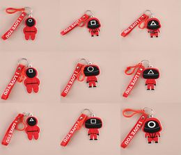 Squid Game Keychain Masked Person Key Chain Ring Charm Pendant Jewellery ular TV Cartoon Doll Model Anime Surrounding Wooden People Pontang PVC Toys Gifts9841732