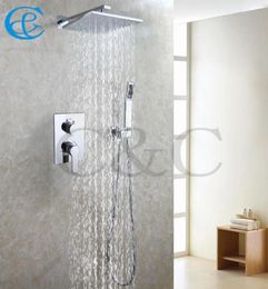 Bathroom Shower Set 10 Inch Wall Mounted Brass Chrome Rain Shower Heads With Embedded Box Shower Mixer Valve 002V10J2G1244165