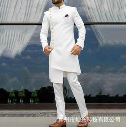 Ethnic Clothing 2021 Classic African White Long Blazer Groom Tuxedo Groomsman High Quality Men039s Wedding Dress Prom Male Busi2423770