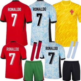 24 25 PortugalS Soccer Jerseys b. FERNANDES RONALDO Portugal 2024 Men Kids Kit boy set shorts JOAO FELIX PEPE BERMARDO football top quality shirt uniform