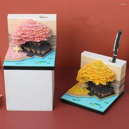 Decorative Figurines 3D Desk Note Pad Creative Tree House Memo 2024 Tear-Away Calendar Valentine's Party Gift Home Decor