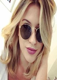 Classic Design Brand Round ray Sunglasses UV400 Eyewear Metal Gold Frame Bans Glasses Men Women Mirror glass Lens Sunglasses with8350899