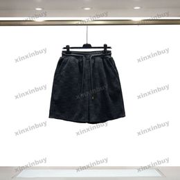 xinxinbuy 2024 Men women designer shorts Chessboard grid Towel fabric short black white brown gray blue brown S-2XL new
