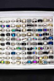 Lots Bulk Whole 50pcs Women Rings Set Stainless Steel Gold Sier Couple Black Ring Men Jewelry Gift Wedding Band Party Dropship6515211
